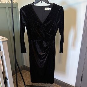Eliza J Black Sparkle Long Sleeve Dress